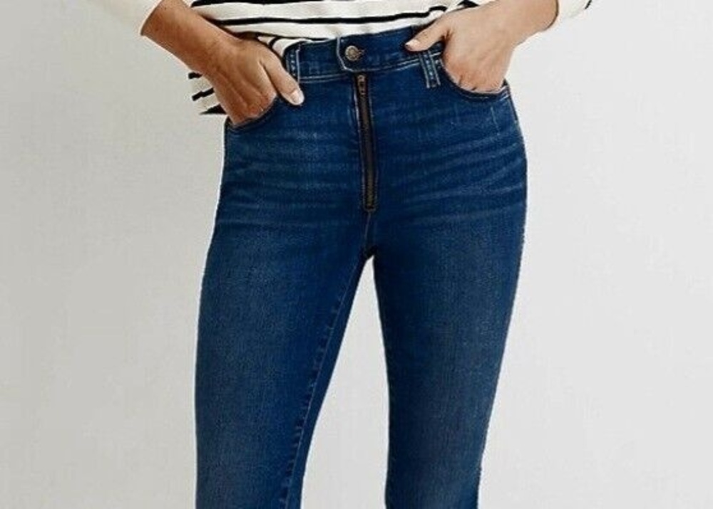 Madewell 10" Hi-Rise Skinny Crop Women's Exposed Zipper Jeans Size 26